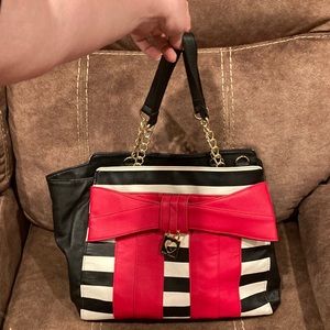 Black and white striped purse